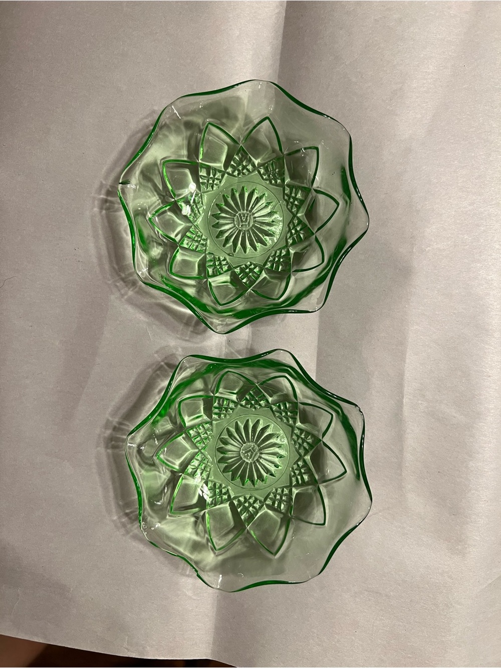 Green Glass Decorative Bowls - Set of 2